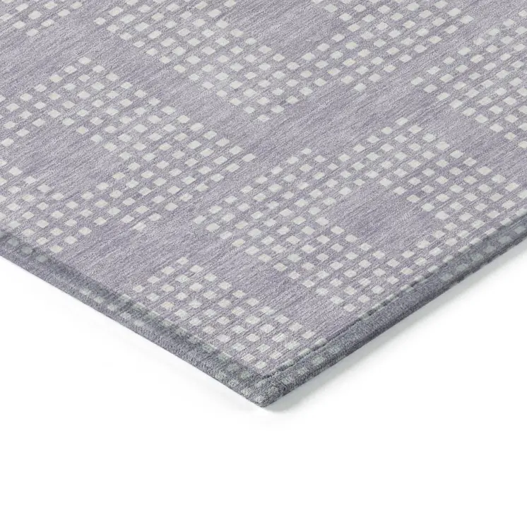 5' X 8' Lavender And Ivory Geometric Washable Indoor Outdoor Area Rug