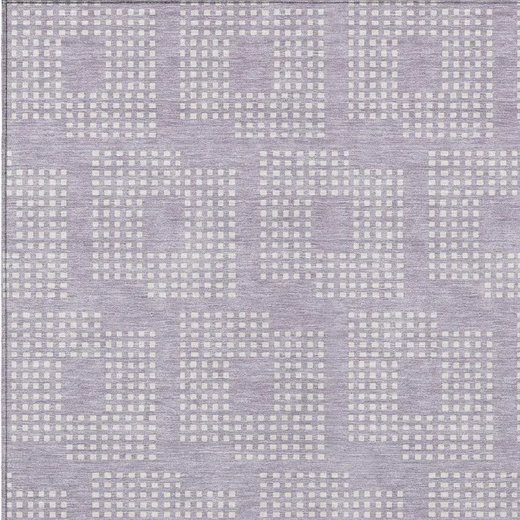 5' X 8' Lavender And Ivory Geometric Washable Indoor Outdoor Area Rug
