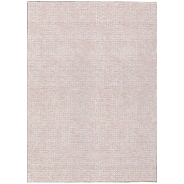 5' X 8' Pink And Ivory Geometric Washable Indoor Outdoor Area Rug