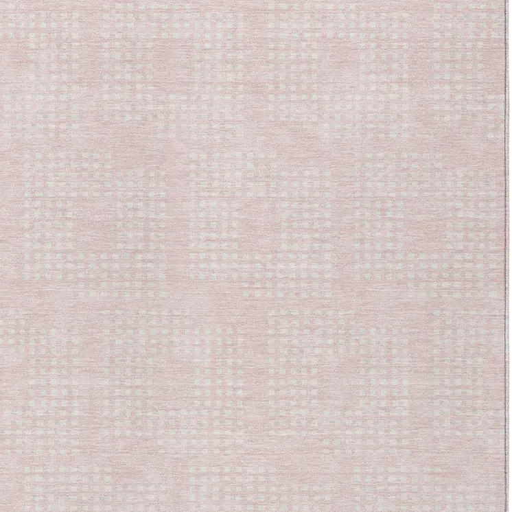 8' X 10' Pink And Ivory Geometric Washable Indoor Outdoor Area Rug