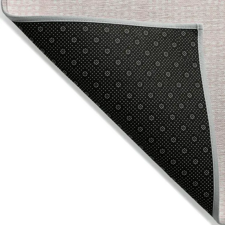 9' X 12' Pink And Ivory Geometric Washable Indoor Outdoor Area Rug