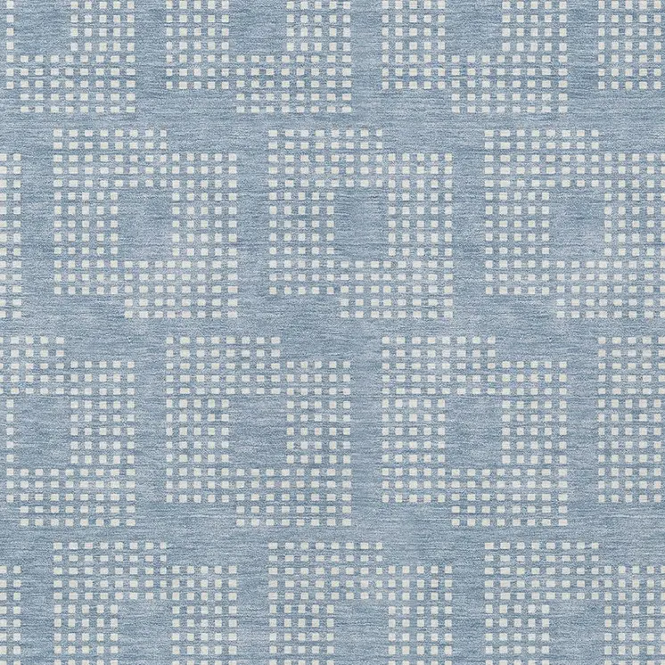 5' X 8' Sky Blue And Ivory Geometric Washable Indoor Outdoor Area Rug