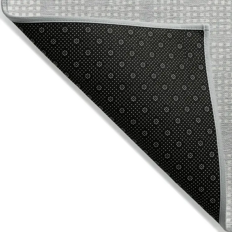 3' X 5' Silver And Ivory Geometric Washable Indoor Outdoor Area Rug