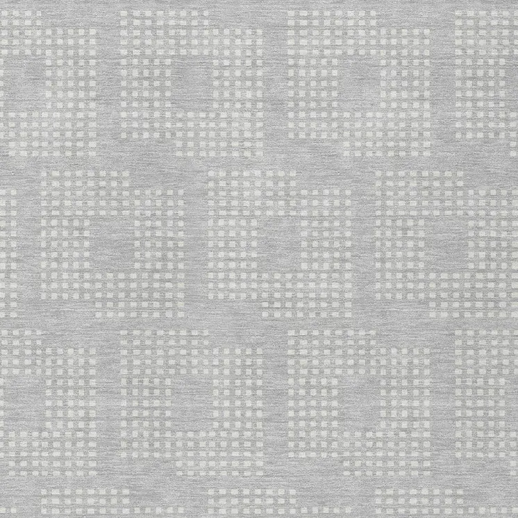 5' X 8' Silver And Ivory Geometric Washable Indoor Outdoor Area Rug