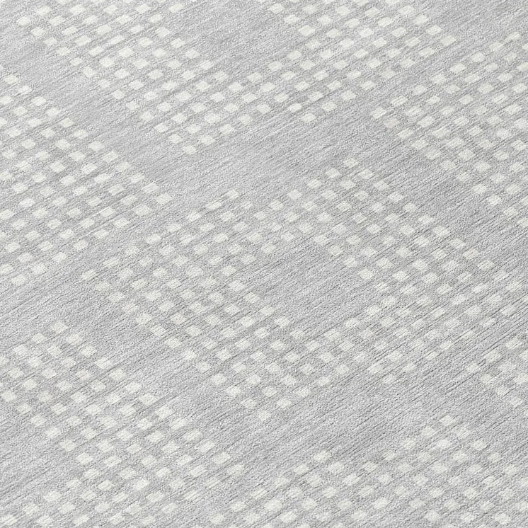 8' Silver And Ivory Round Geometric Washable Indoor Outdoor Area Rug