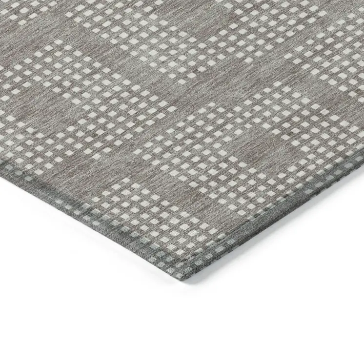 5' X 8' Taupe And Ivory Geometric Washable Indoor Outdoor Area Rug
