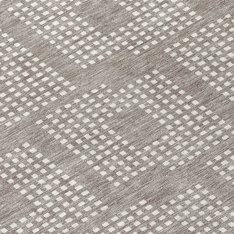 8' Taupe And Ivory Round Geometric Washable Indoor Outdoor Area Rug