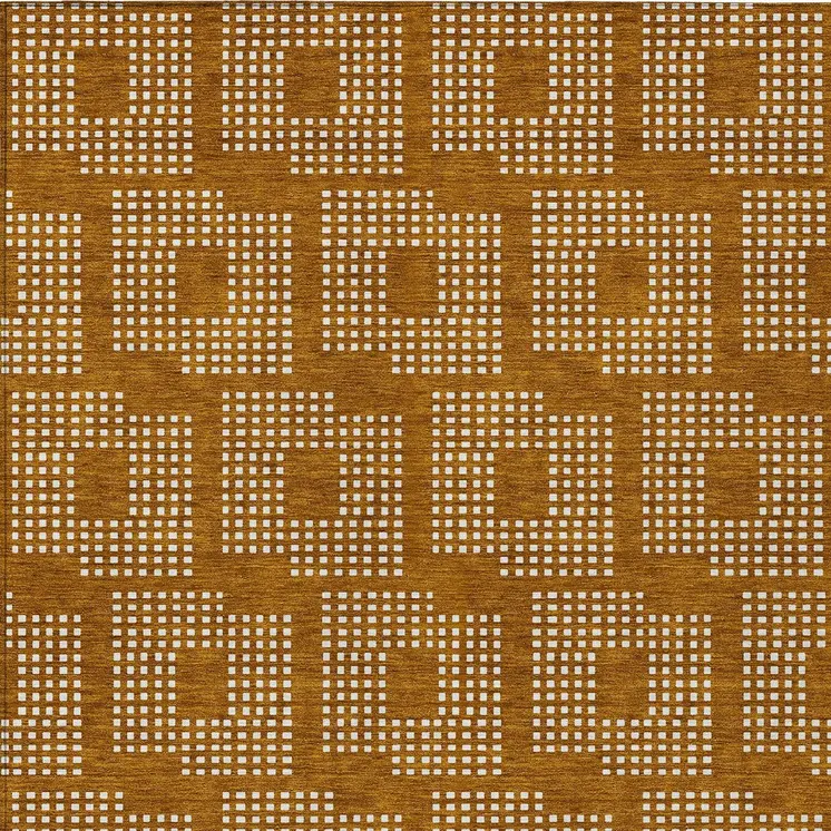 8' X 10' Terra Cotta And Ivory Geometric Washable Indoor Outdoor Area Rug