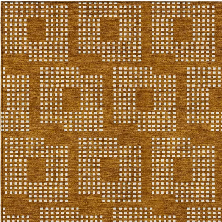 8' X 10' Terra Cotta And Ivory Geometric Washable Indoor Outdoor Area Rug