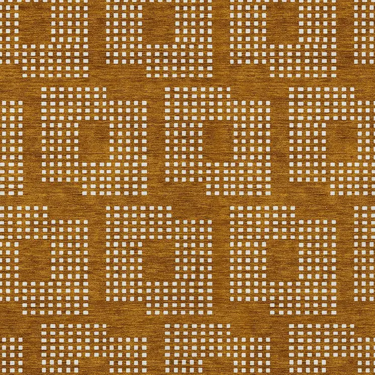 10' X 14' Terra Cotta And Ivory Geometric Washable Indoor Outdoor Area Rug