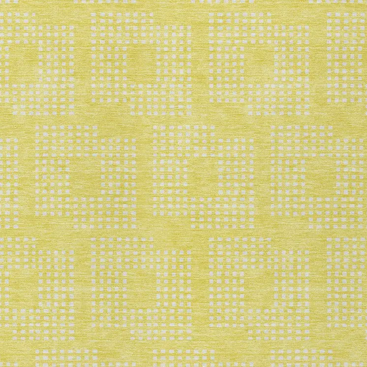 5' X 8' Yellow And Ivory Geometric Washable Indoor Outdoor Area Rug