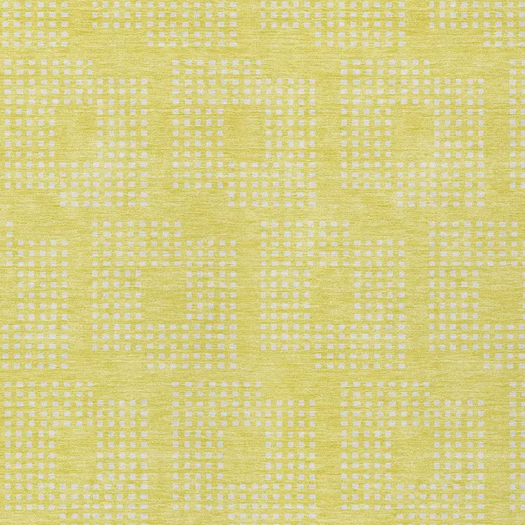 9' X 12' Yellow And Ivory Geometric Washable Indoor Outdoor Area Rug