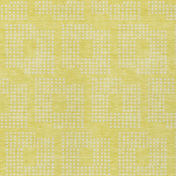 10' X 14' Yellow And Ivory Geometric Washable Indoor Outdoor Area Rug