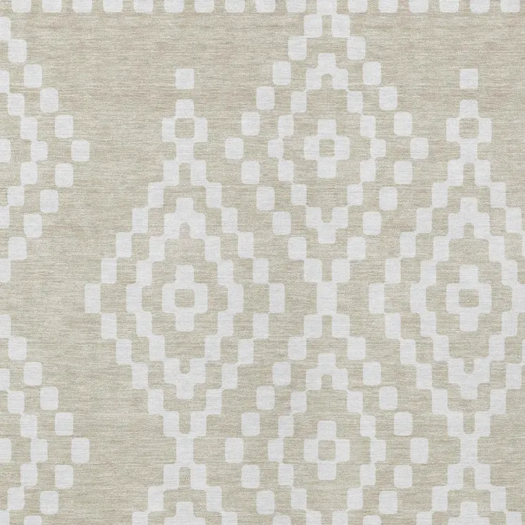 5' X 8' Beige And Ivory Geometric Washable Indoor Outdoor Area Rug