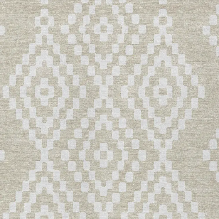 8' X 10' Beige And Ivory Geometric Washable Indoor Outdoor Area Rug