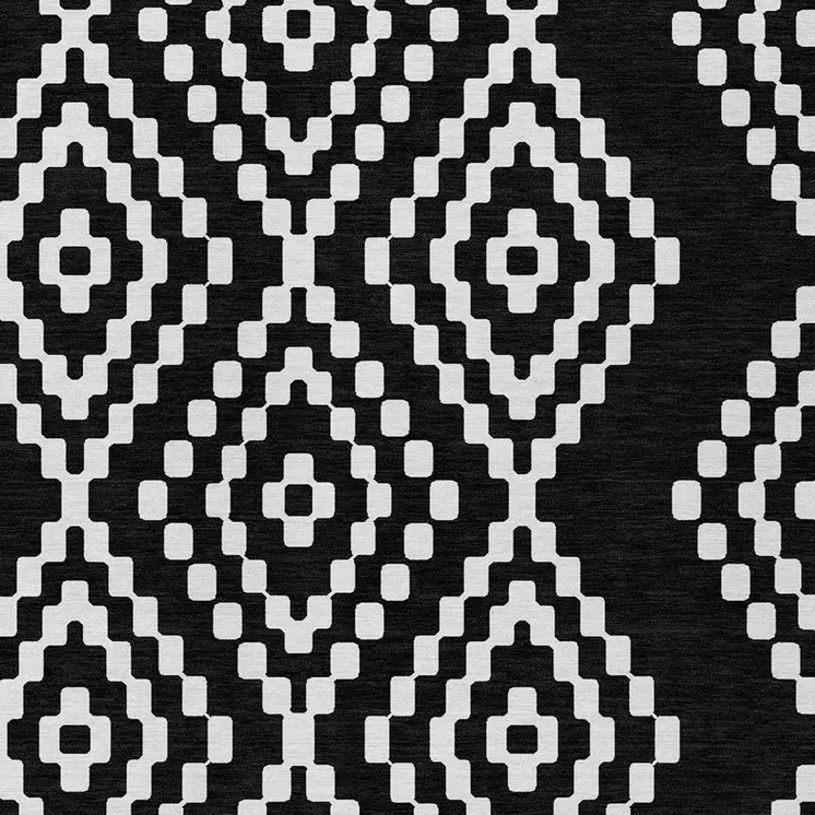 10' X 14' Black And Ivory Geometric Washable Indoor Outdoor Area Rug