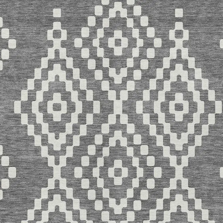 5' X 8' Gray And Ivory Geometric Washable Indoor Outdoor Area Rug