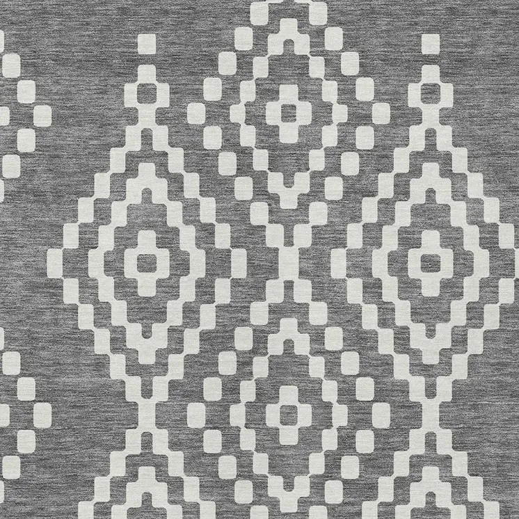 10' X 14' Gray And Ivory Geometric Washable Indoor Outdoor Area Rug