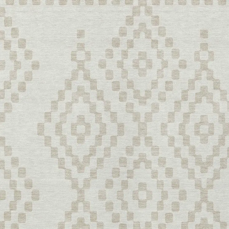 3' X 5' Ivory And Beige Geometric Washable Indoor Outdoor Area Rug