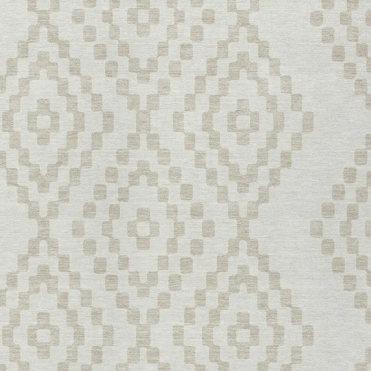 9' X 12' Ivory And Beige Geometric Washable Indoor Outdoor Area Rug