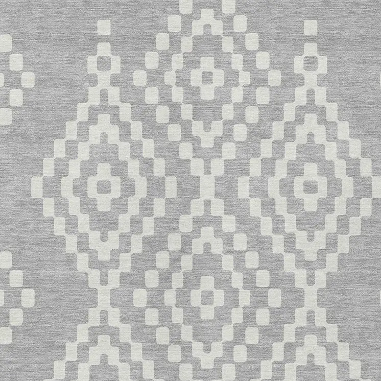 3' X 5' Silver And Ivory Geometric Washable Indoor Outdoor Area Rug