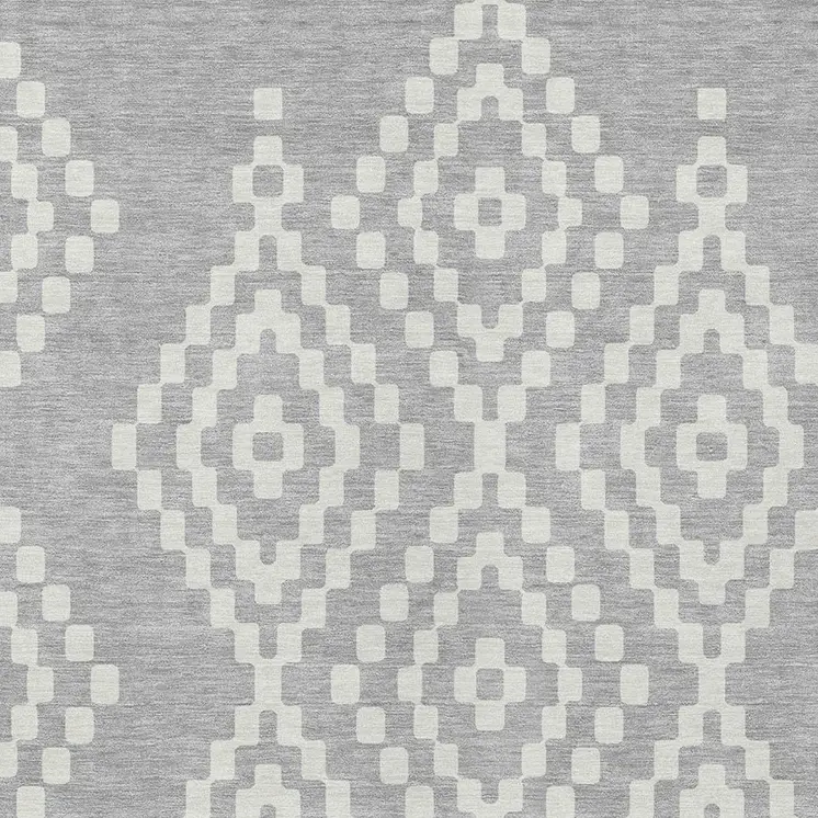 5' X 8' Silver And Ivory Geometric Washable Indoor Outdoor Area Rug