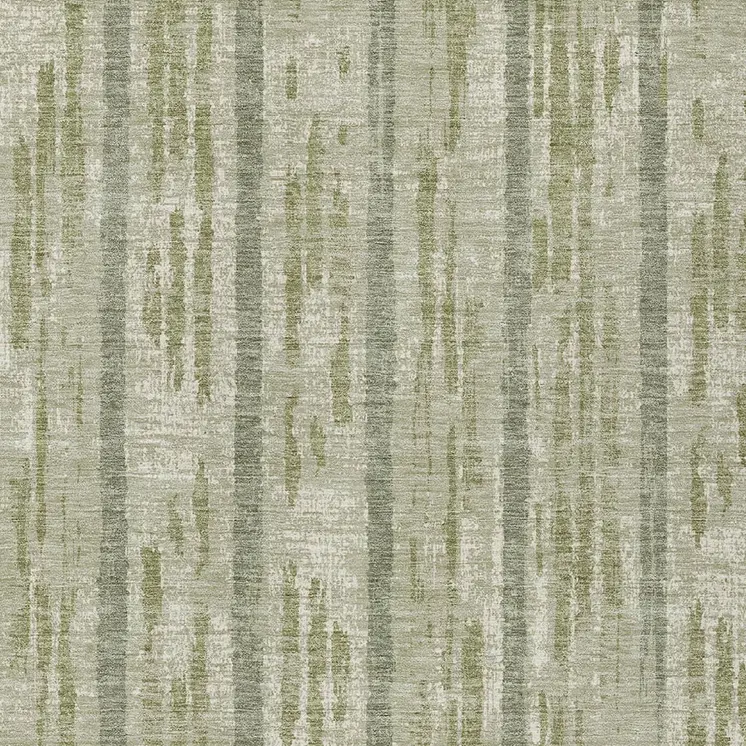 5' X 8' Artichoke Green Gray And Ivory Striped Washable Indoor Outdoor Area Rug