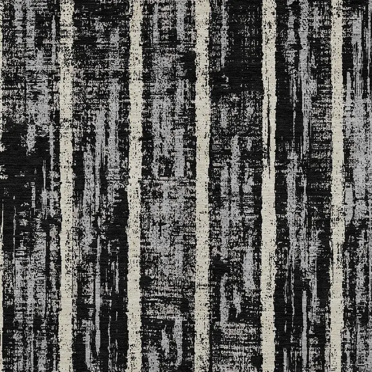 5' X 8' Black Gray And Ivory Striped Washable Indoor Outdoor Area Rug