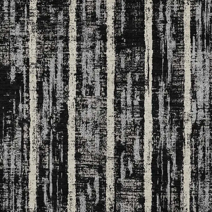 9' X 12' Black Gray And Ivory Striped Washable Indoor Outdoor Area Rug