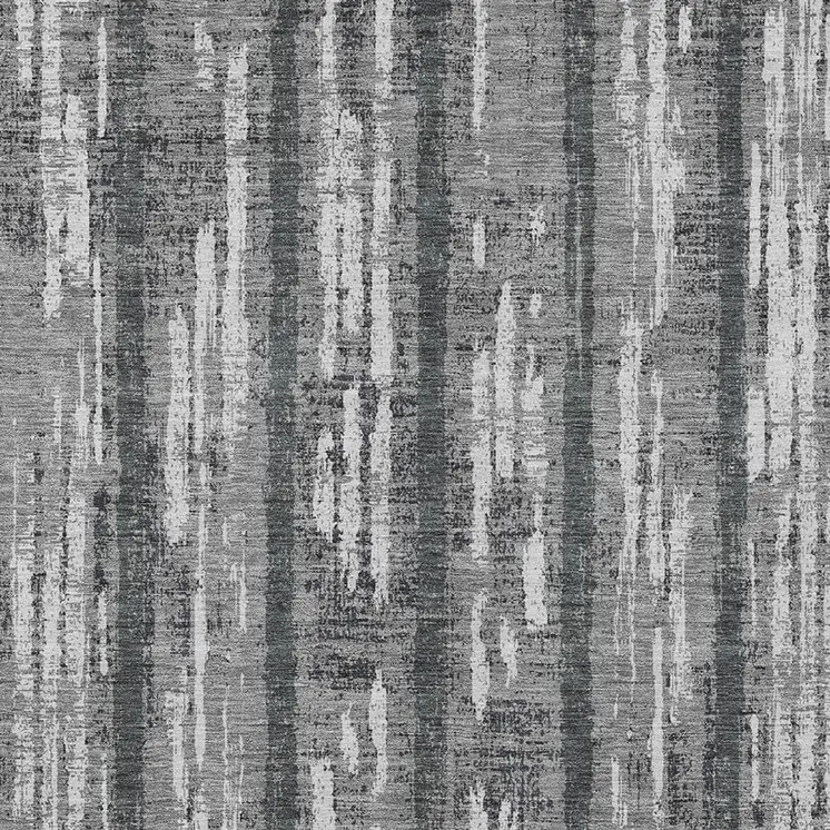 3' X 5' Gray And Ivory Striped Washable Indoor Outdoor Area Rug