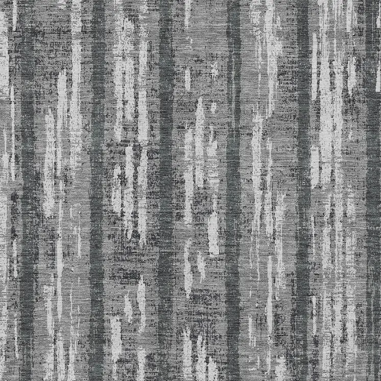 5' X 8' Gray And Ivory Striped Washable Indoor Outdoor Area Rug