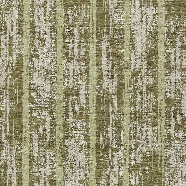 8' X 10' Olive Green Dark Green And Beige Striped Washable Indoor Outdoor Area Rug