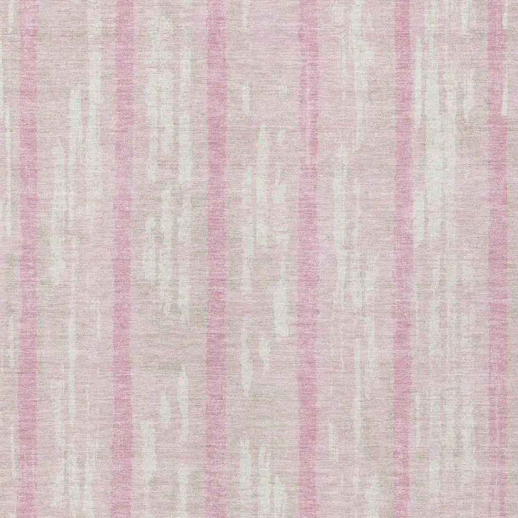 3' X 5' Pink And Ivory Striped Washable Indoor Outdoor Area Rug
