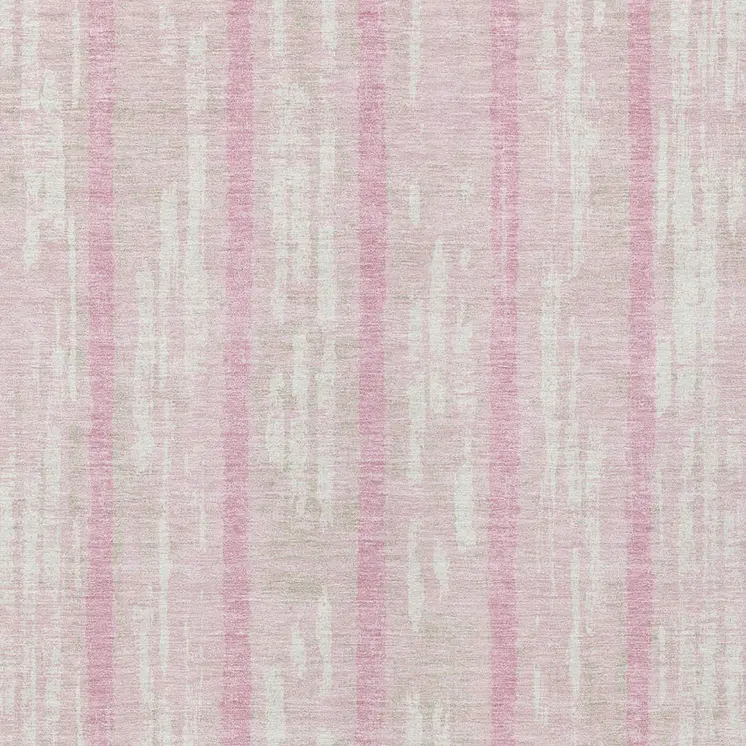5' X 8' Pink And Ivory Striped Washable Indoor Outdoor Area Rug