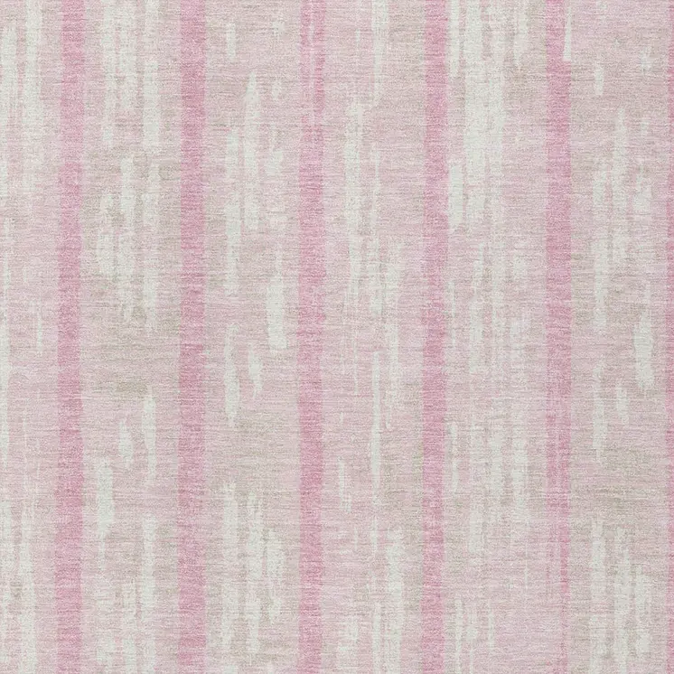 8' X 10' Pink And Ivory Striped Washable Indoor Outdoor Area Rug