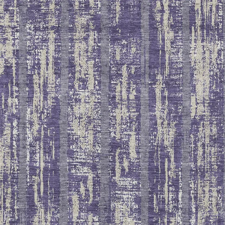 8' X 10' Purple Gray And Ivory Striped Washable Indoor Outdoor Area Rug