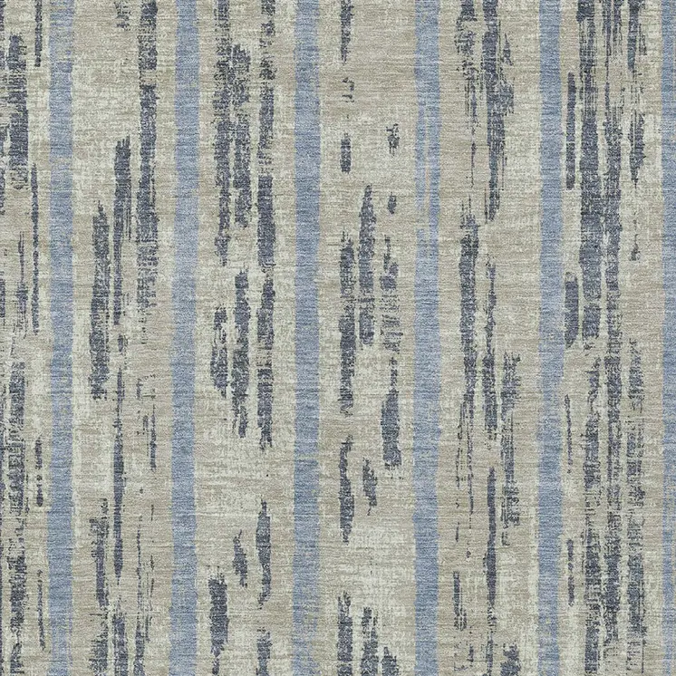 3' X 5' Taupe Gray And Blue Striped Washable Indoor Outdoor Area Rug