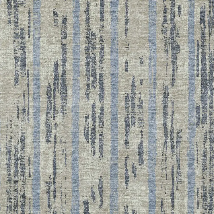 5' X 8' Taupe Gray And Blue Striped Washable Indoor Outdoor Area Rug
