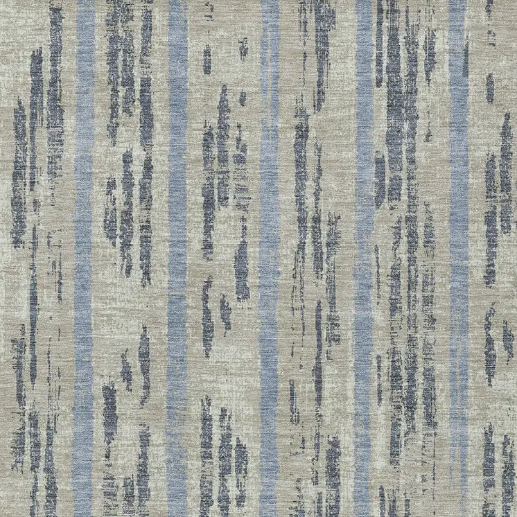 8' X 10' Taupe Gray And Blue Striped Washable Indoor Outdoor Area Rug