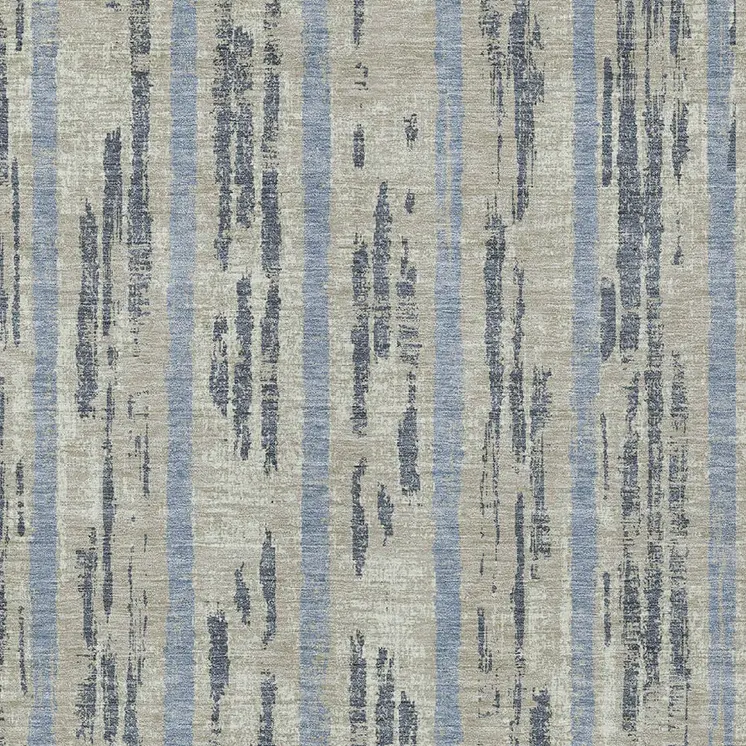 10' X 14' Taupe Gray And Blue Striped Washable Indoor Outdoor Area Rug