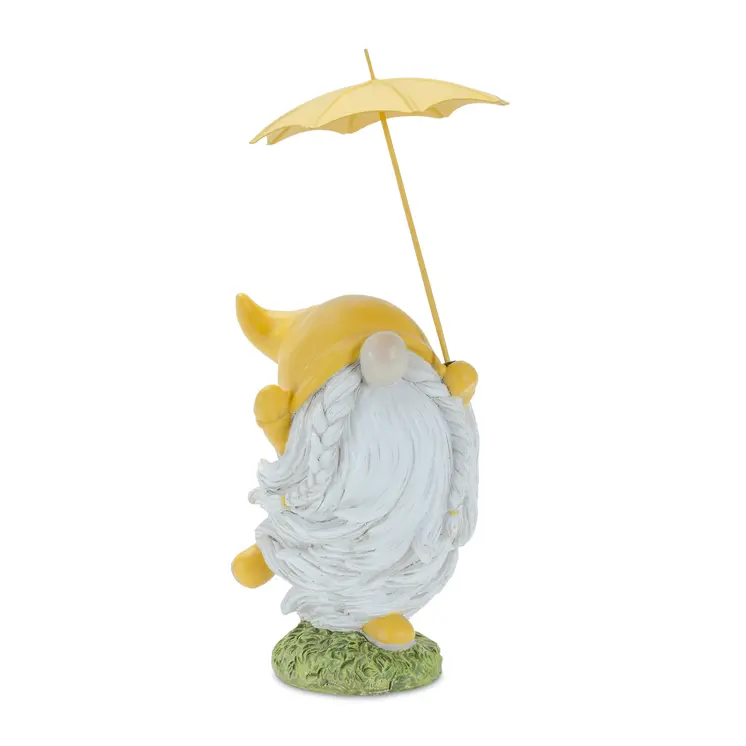 Set of Four Yellow Polyresin Standing Gnome Tabletop Sculpture