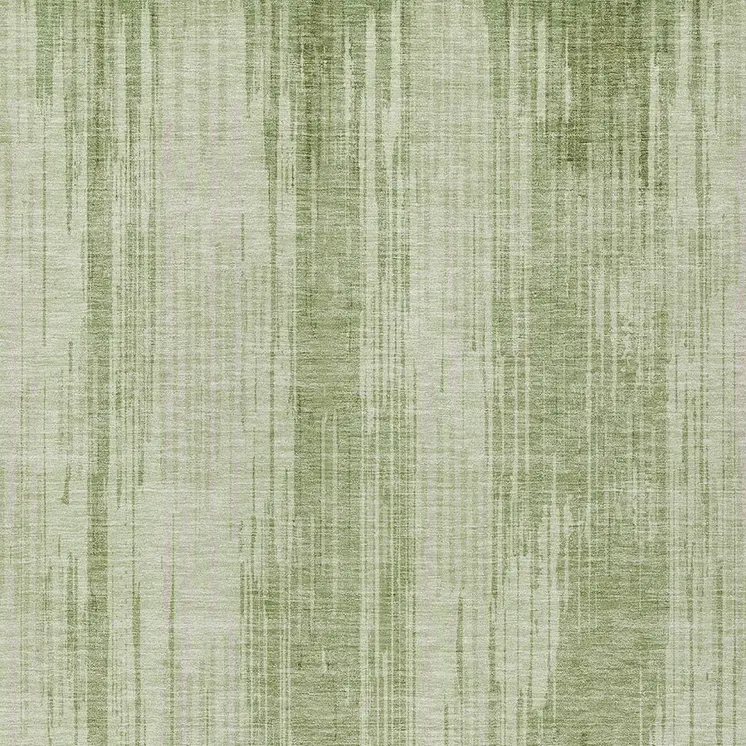 3' X 5' Artichoke Green And Ivory Striped Washable Indoor Outdoor Area Rug
