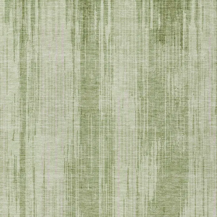 10' X 14' Artichoke Green And Ivory Striped Washable Indoor Outdoor Area Rug
