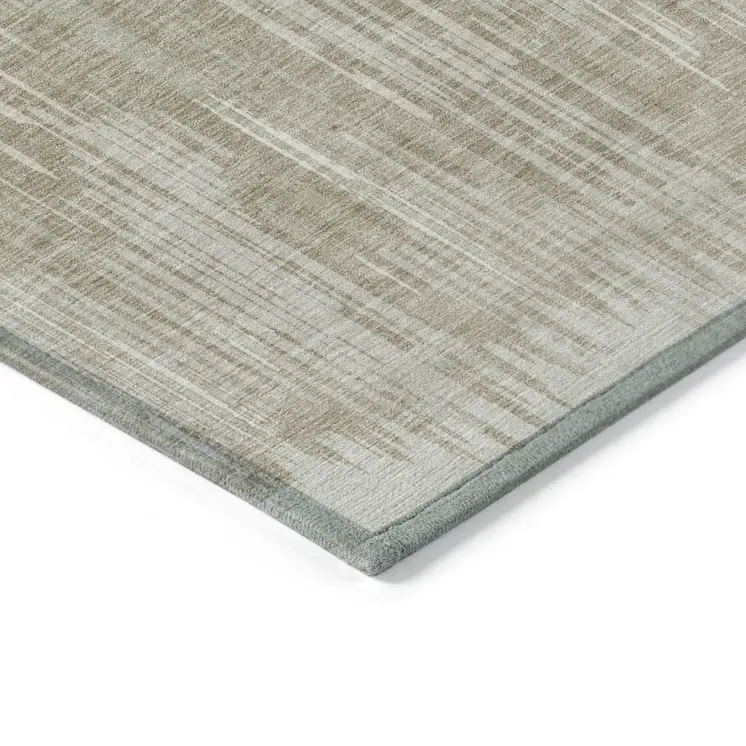 5' X 8' Beige And Ivory Striped Washable Indoor Outdoor Area Rug