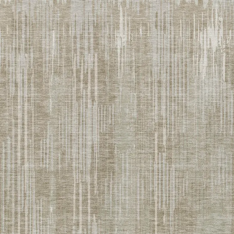 9' X 12' Beige And Ivory Striped Washable Indoor Outdoor Area Rug