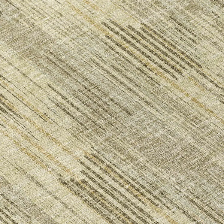 8' Brown And Green Round Striped Washable Indoor Outdoor Area Rug