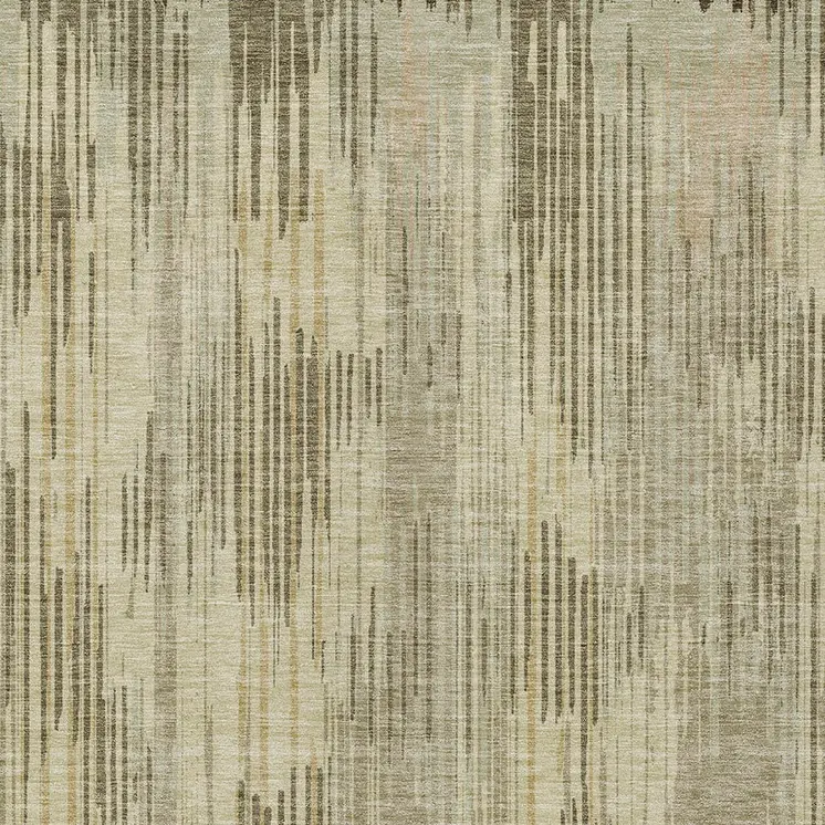 10' X 14' Brown And Green Striped Washable Indoor Outdoor Area Rug