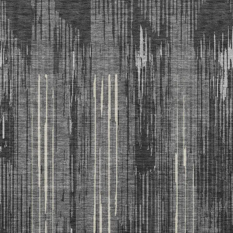 3' X 5' Charcoal Gray And Ivory Striped Washable Indoor Outdoor Area Rug