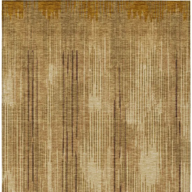 3' X 5' Copper And Brown Striped Washable Indoor Outdoor Area Rug