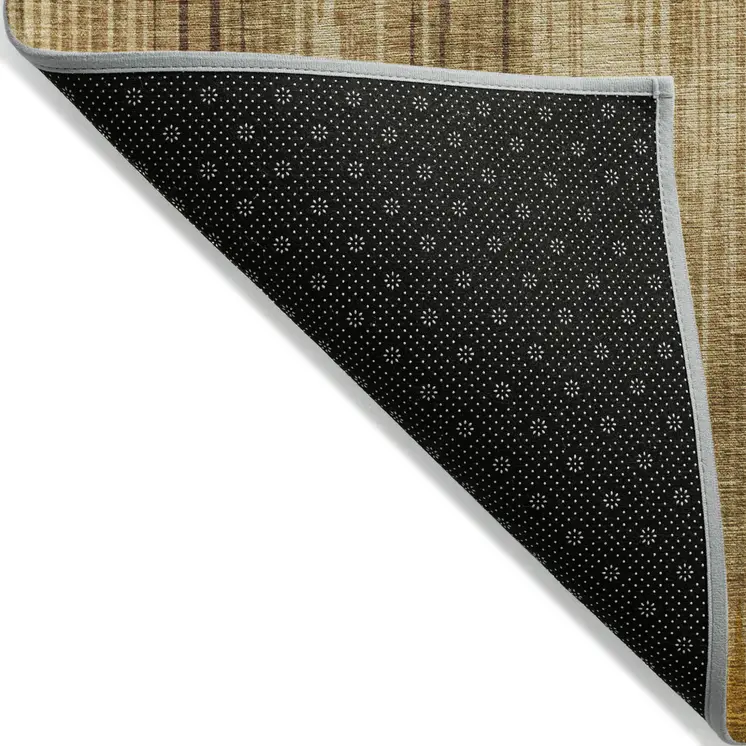 3' X 5' Copper And Brown Striped Washable Indoor Outdoor Area Rug